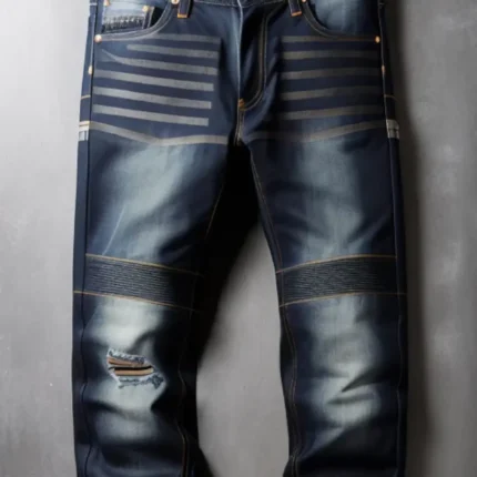 Rip, print, stitch detail denim jeans
