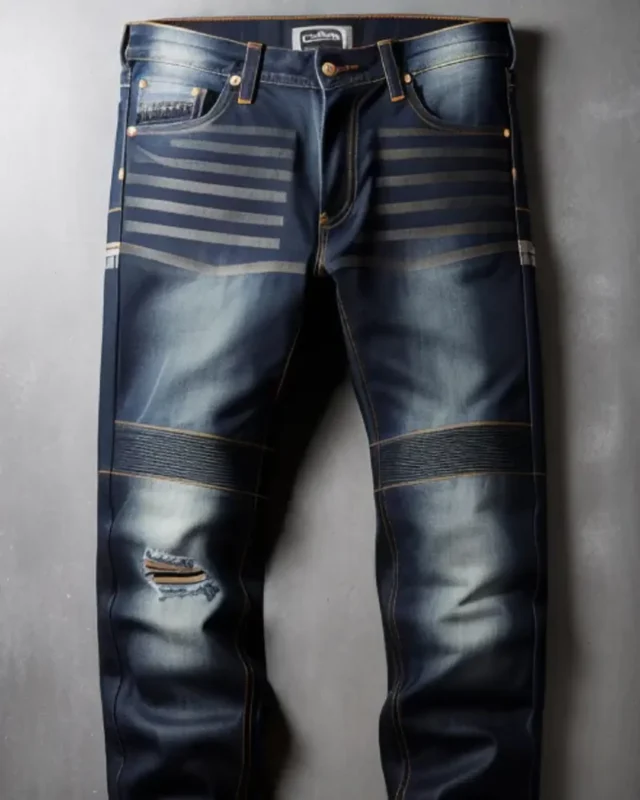 Rip, print, stitch detail denim jeans