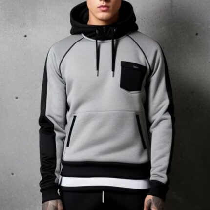 Hooded sweatshirt in grey and black