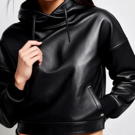 Women Leather Hoodie