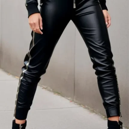 Women high Leather Trousers