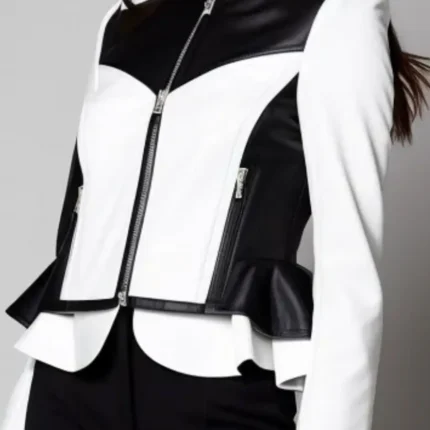 Peplum leather jacket