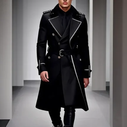 Military style black coat