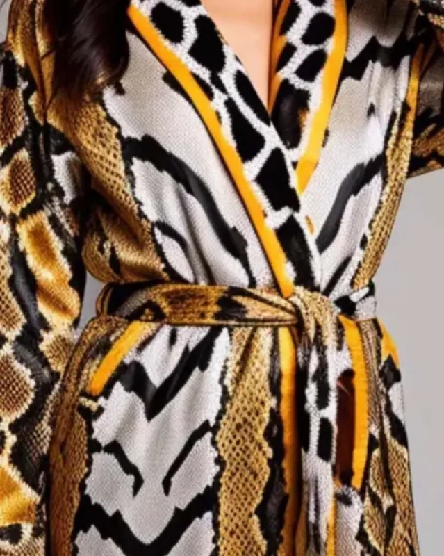 Snake print bath robe