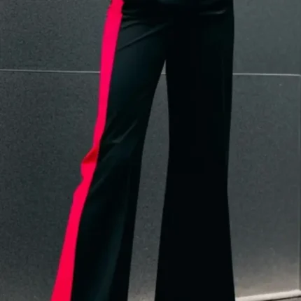 Wide leg black and red trouser