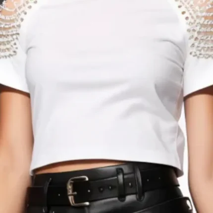 Cropped t-shirt with embellishment