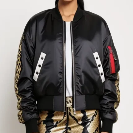 Bomber jacket in black and print