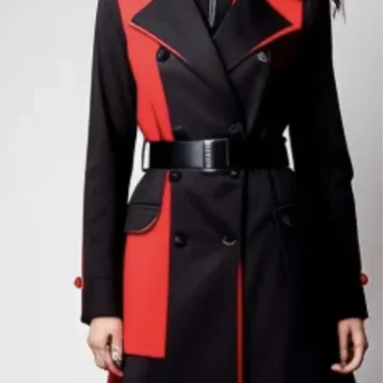 Trench coat in black and red