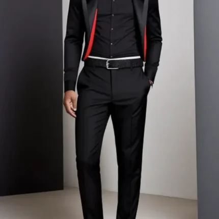 Tailored cropped black jacket suit