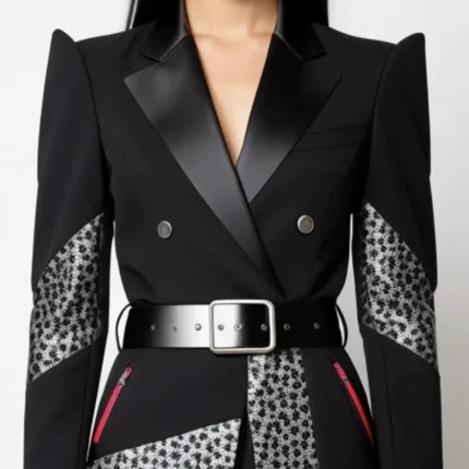 Tailored jacket in black and print
